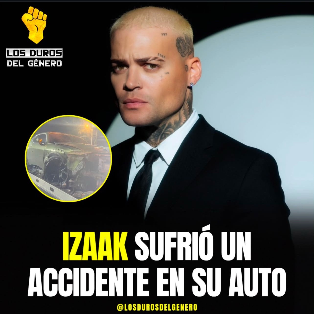 More information about "El cantante urbano Izaak sufre accidente automovilistico"